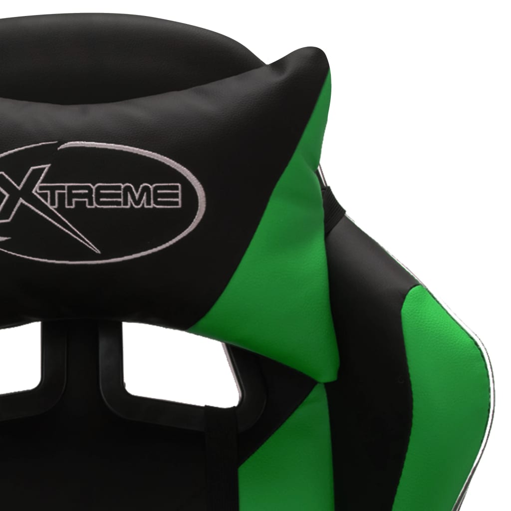 Fauteuil de jeux vidéo avec LED RVB Vert et noir Similicuir