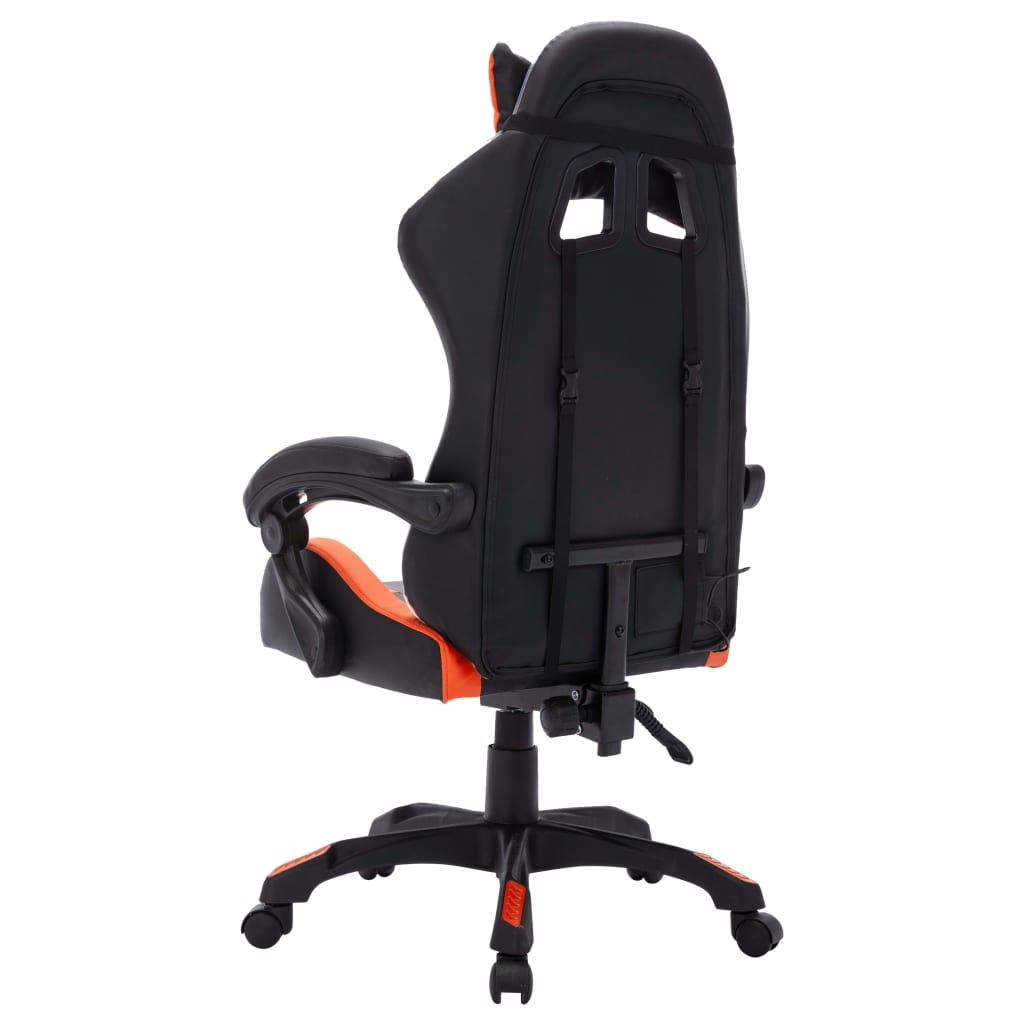 Fauteuil de jeux vidéo avec LED RVB Orange et noir Similicuir