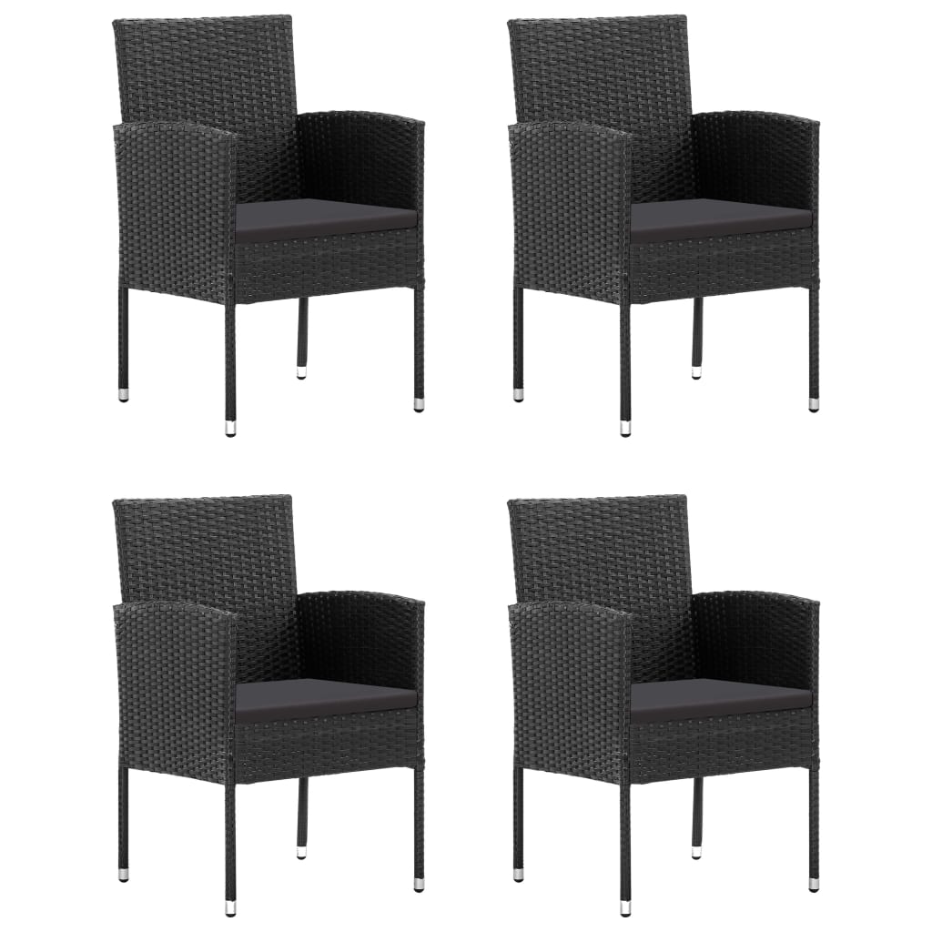 Ensemble à manger de jardin 5 pcs Résine tressée Noir