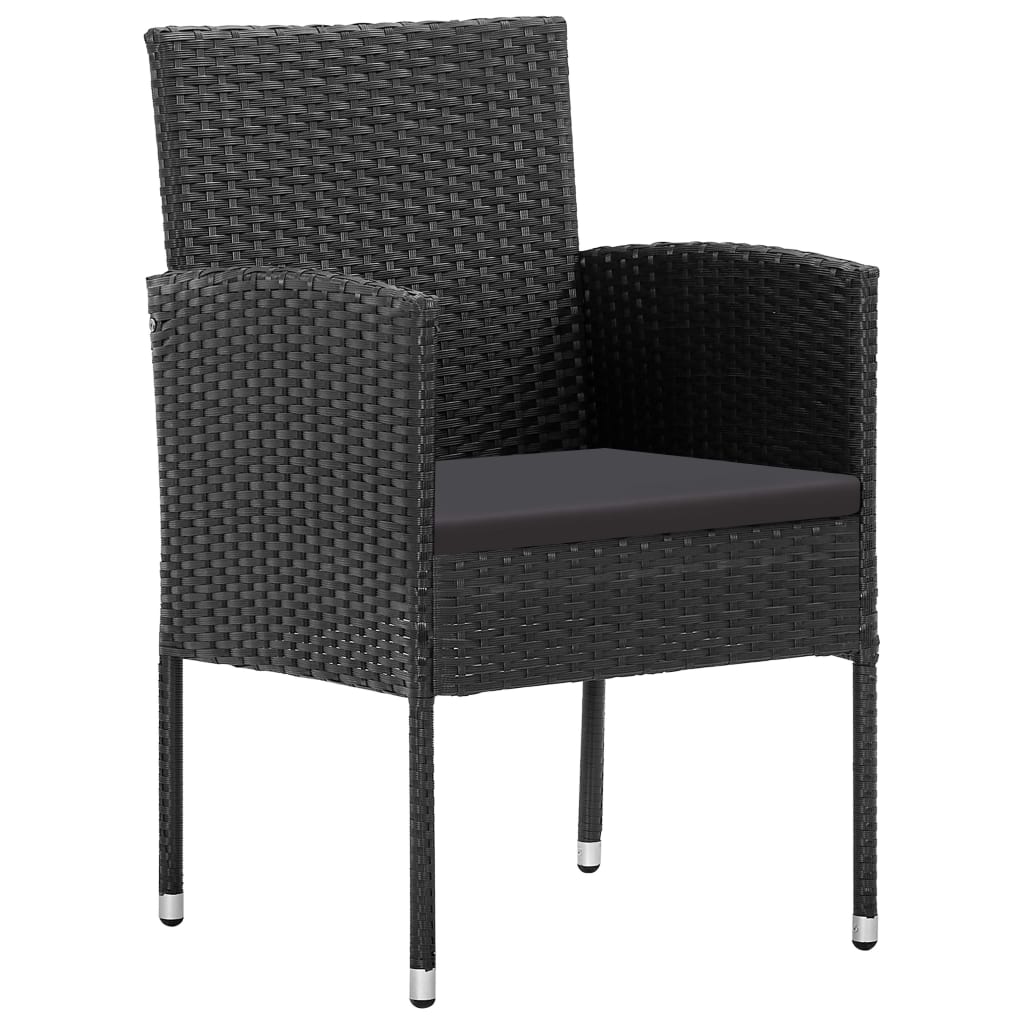 Ensemble à manger de jardin 5 pcs Résine tressée Noir