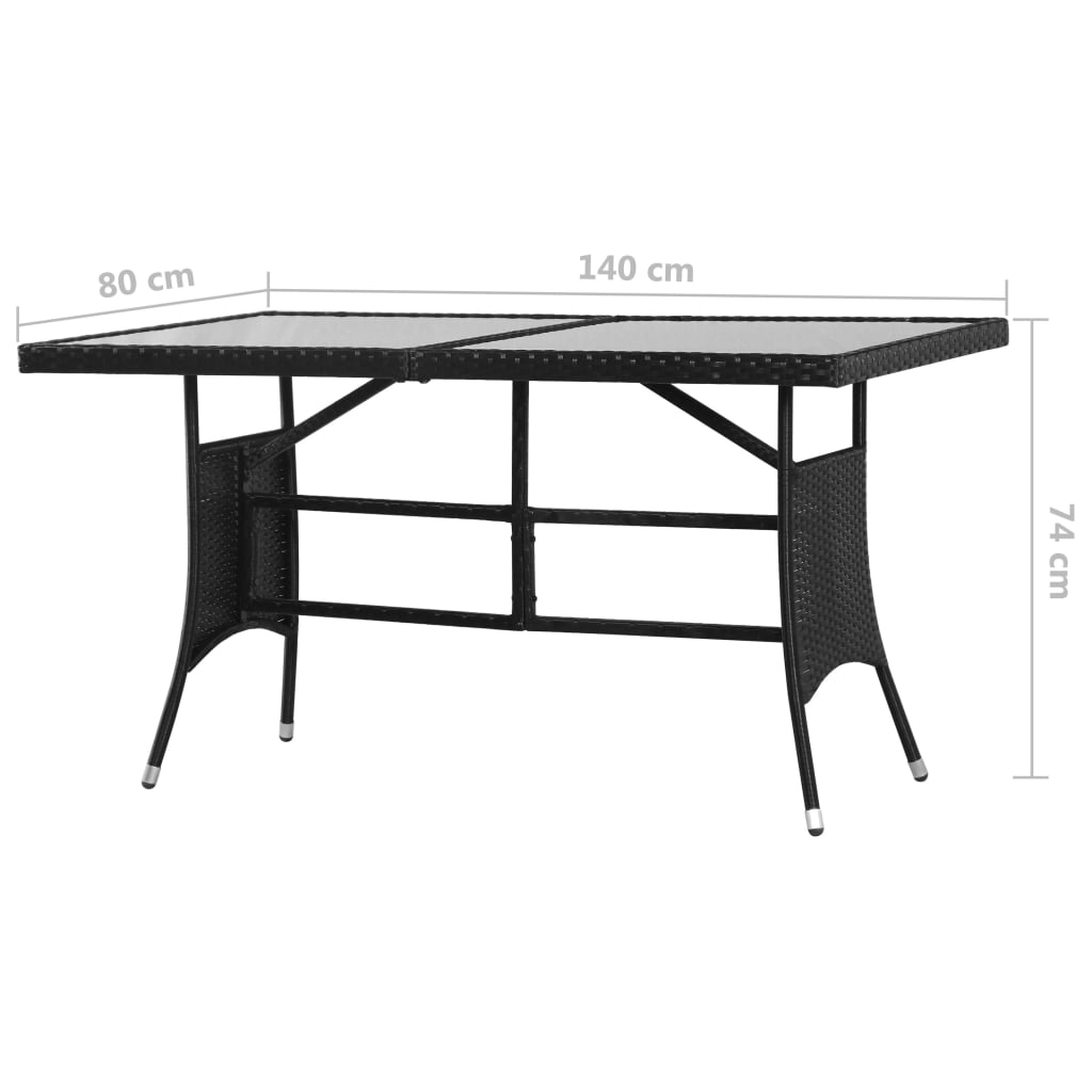 Ensemble à manger de jardin 5 pcs Résine tressée Noir