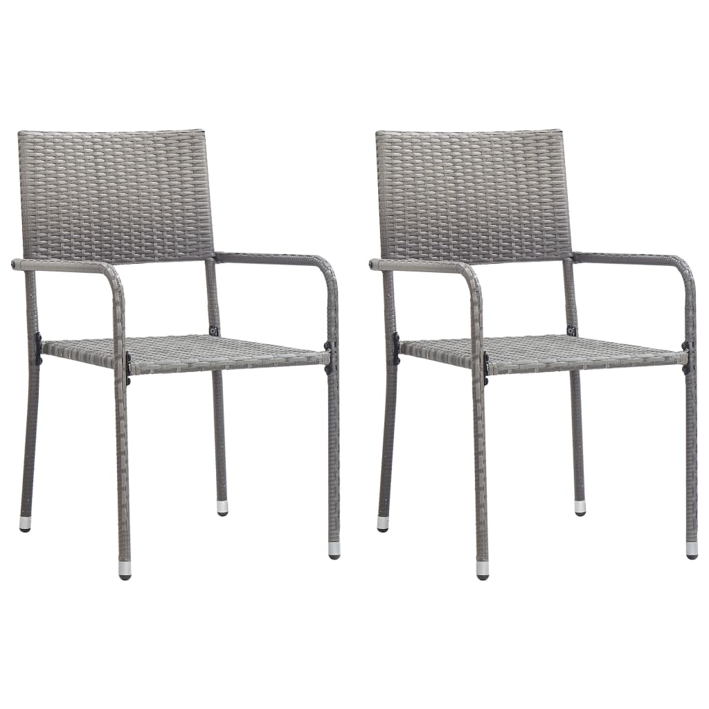 Ensemble à manger de jardin 3pcs Résine tressée Anthracite gris