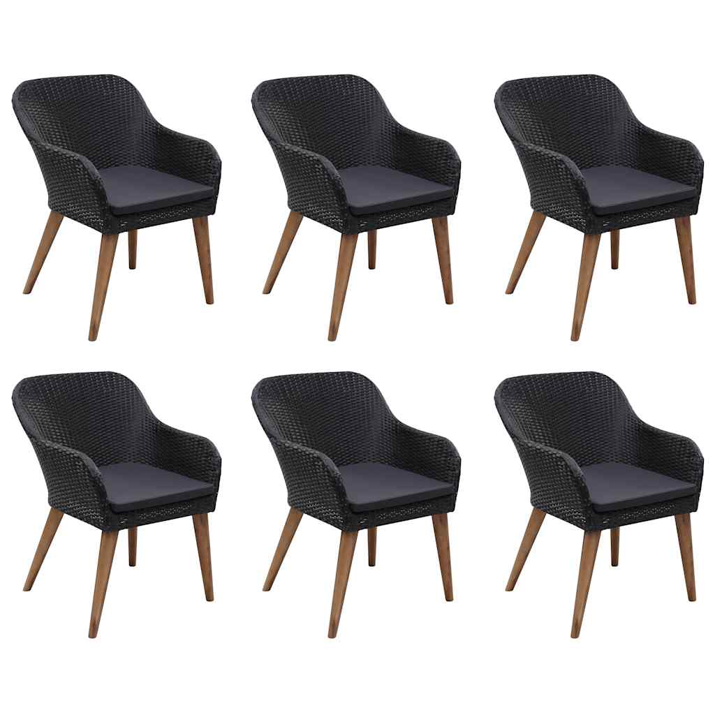 Ensemble à manger de jardin 7 pcs Résine tressée Noir