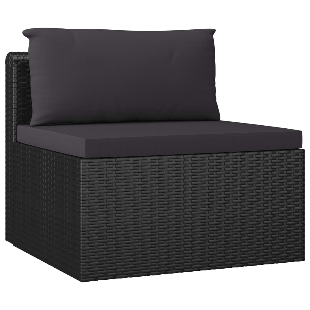 Salon de jardin 7 pcs avec coussins Résine tressée Noir