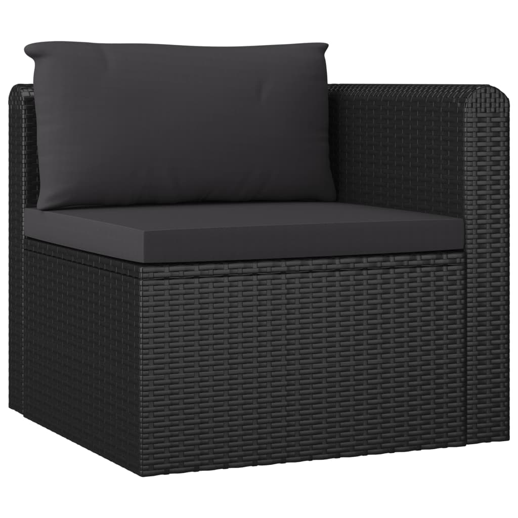 Salon de jardin 7 pcs avec coussins Résine tressée Noir