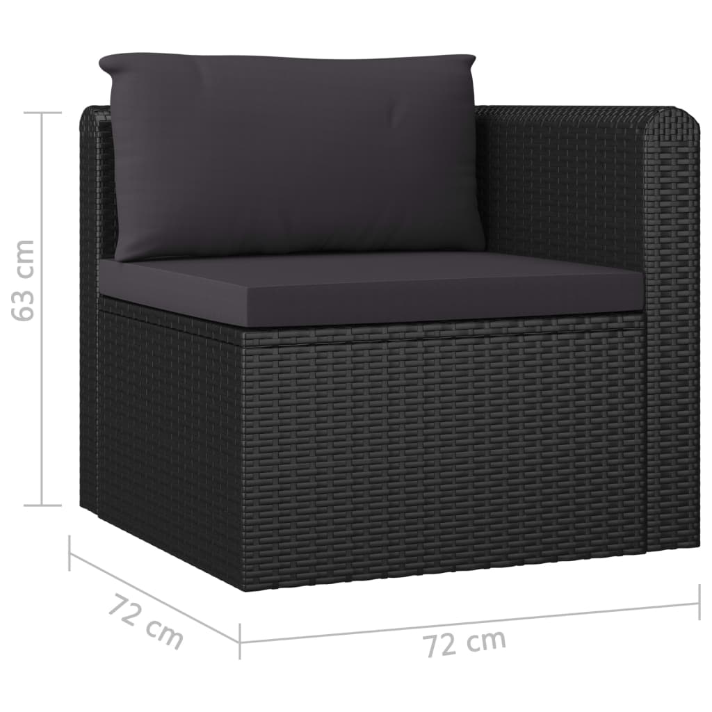 Salon de jardin 7 pcs avec coussins Résine tressée Noir