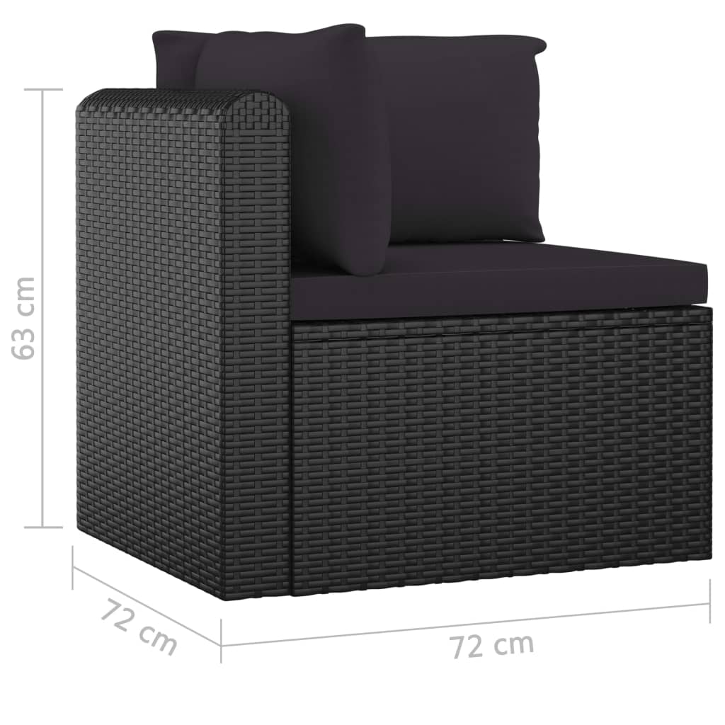Salon de jardin 7 pcs avec coussins Résine tressée Noir