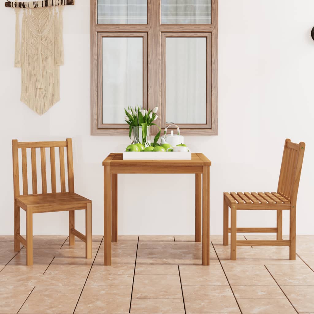 Ensemble de salle à manger de jardin 3 pièces 80 x 80 cm en bois de teck massif