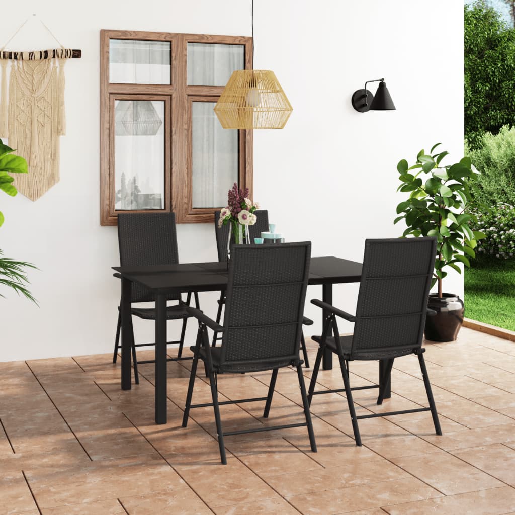 Ensemble à manger de jardin 5 pcs noir