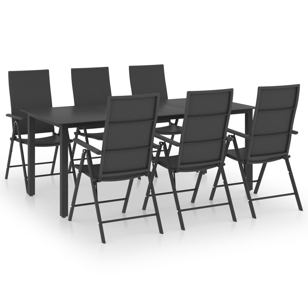 Ensemble à manger de jardin 7 pcs noir