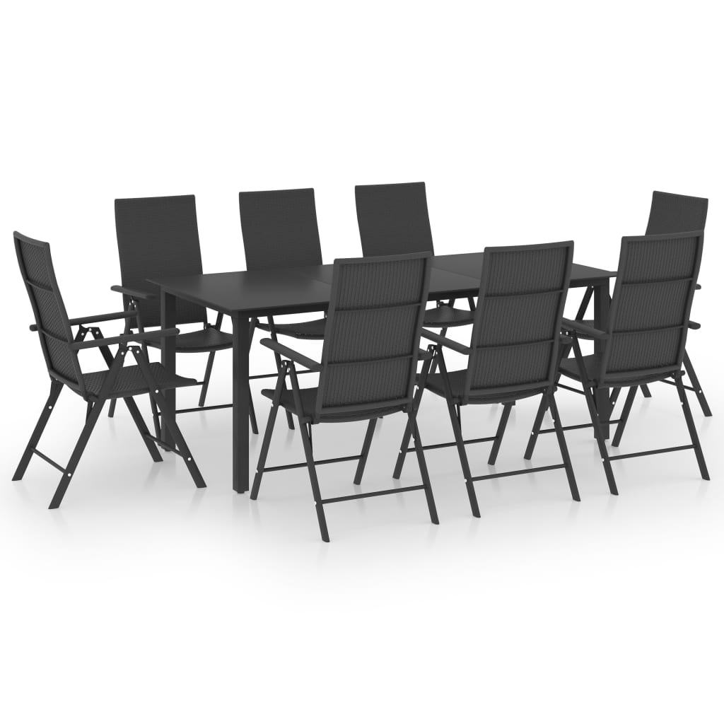 Ensemble à manger de jardin 9 pcs noir