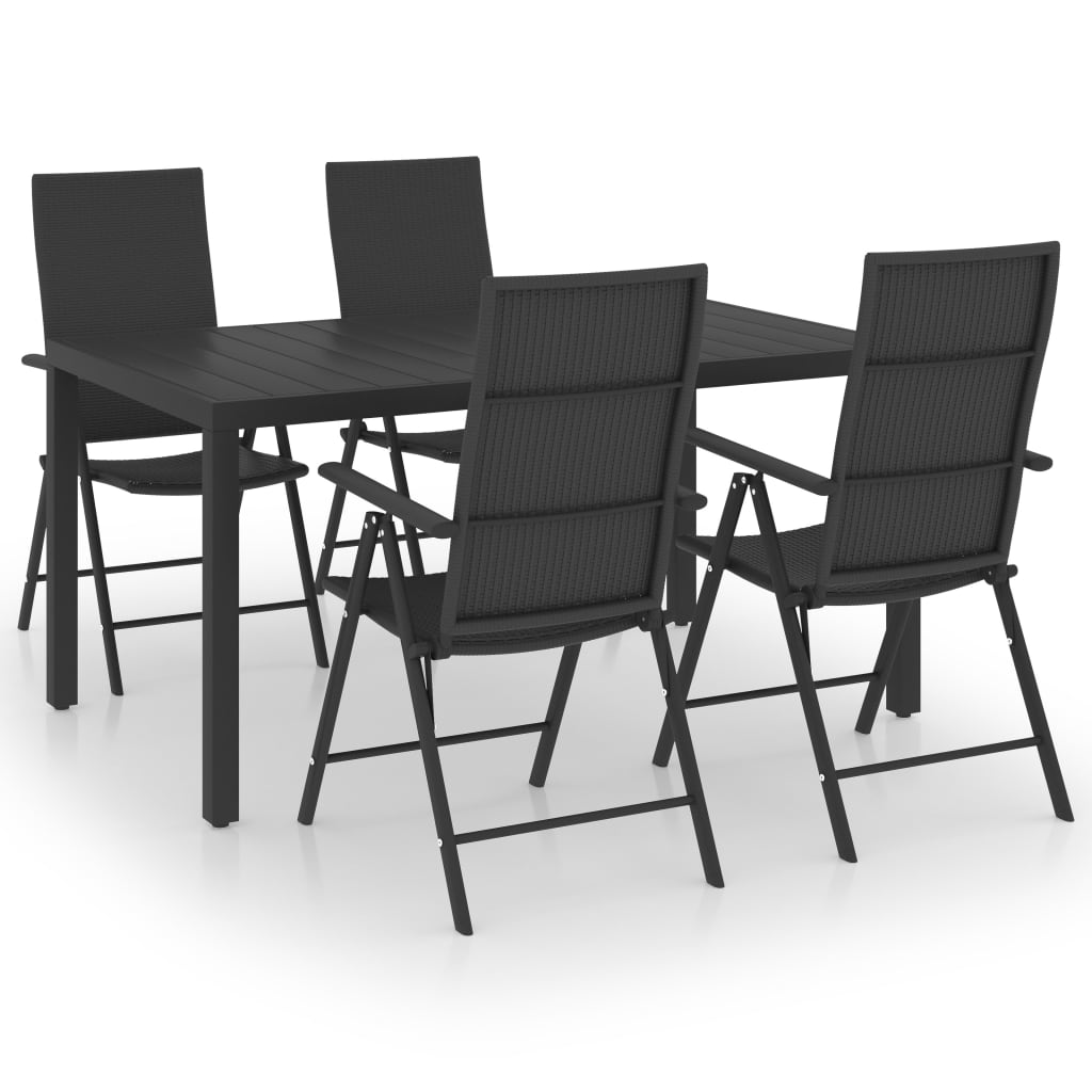 Ensemble à manger de jardin 5 pcs noir