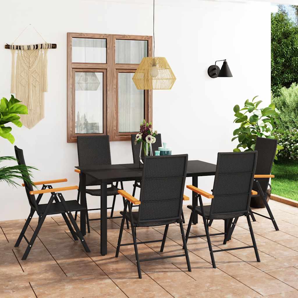 Ensemble à manger de jardin 7 pcs noir et marron - XIOS
