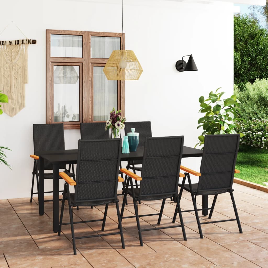 Ensemble à manger de jardin 7 pcs noir et marron - XIOS