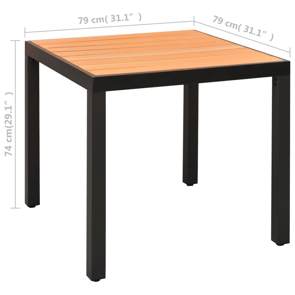 Ensemble à manger de jardin 3 pcs noir et marron