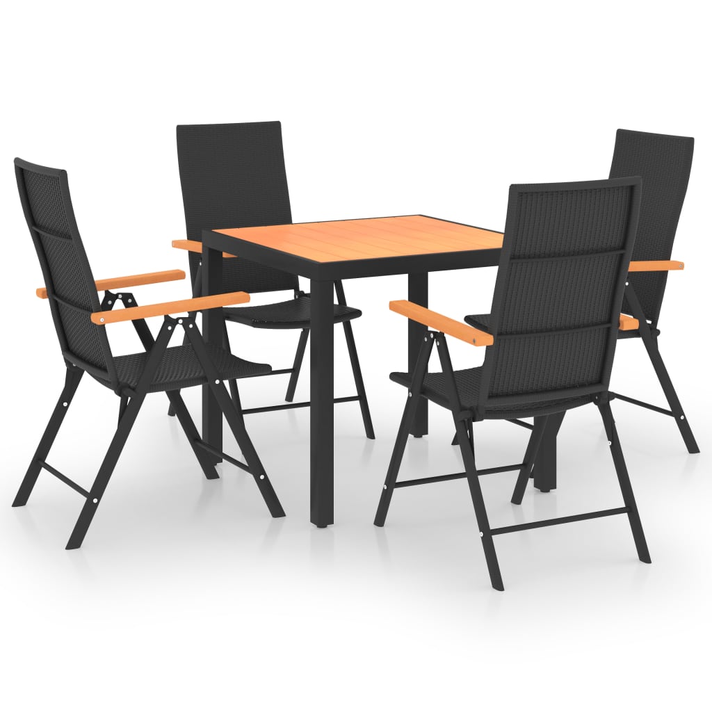 Ensemble à manger de jardin 5 pcs noir et marron - XIOS