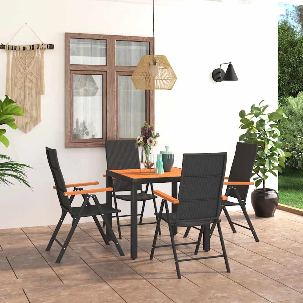 Ensemble à manger de jardin 5 pcs noir et marron - XIOS