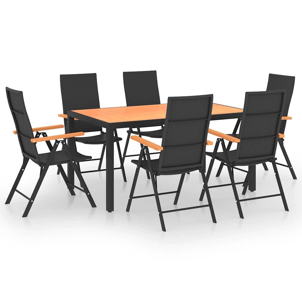 Ensemble à manger de jardin 7 pcs noir et marron - XIOS