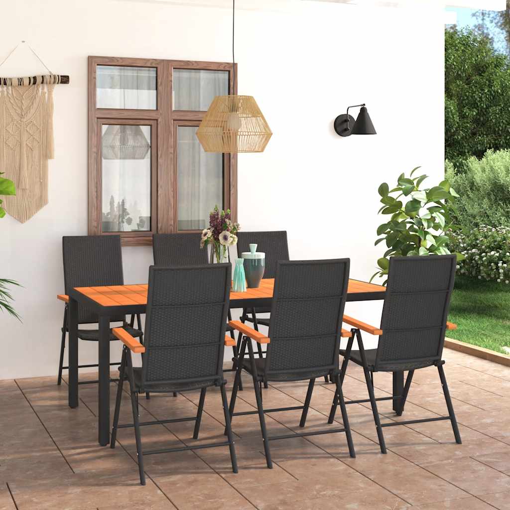 Ensemble à manger de jardin 7 pcs noir et marron - XIOS