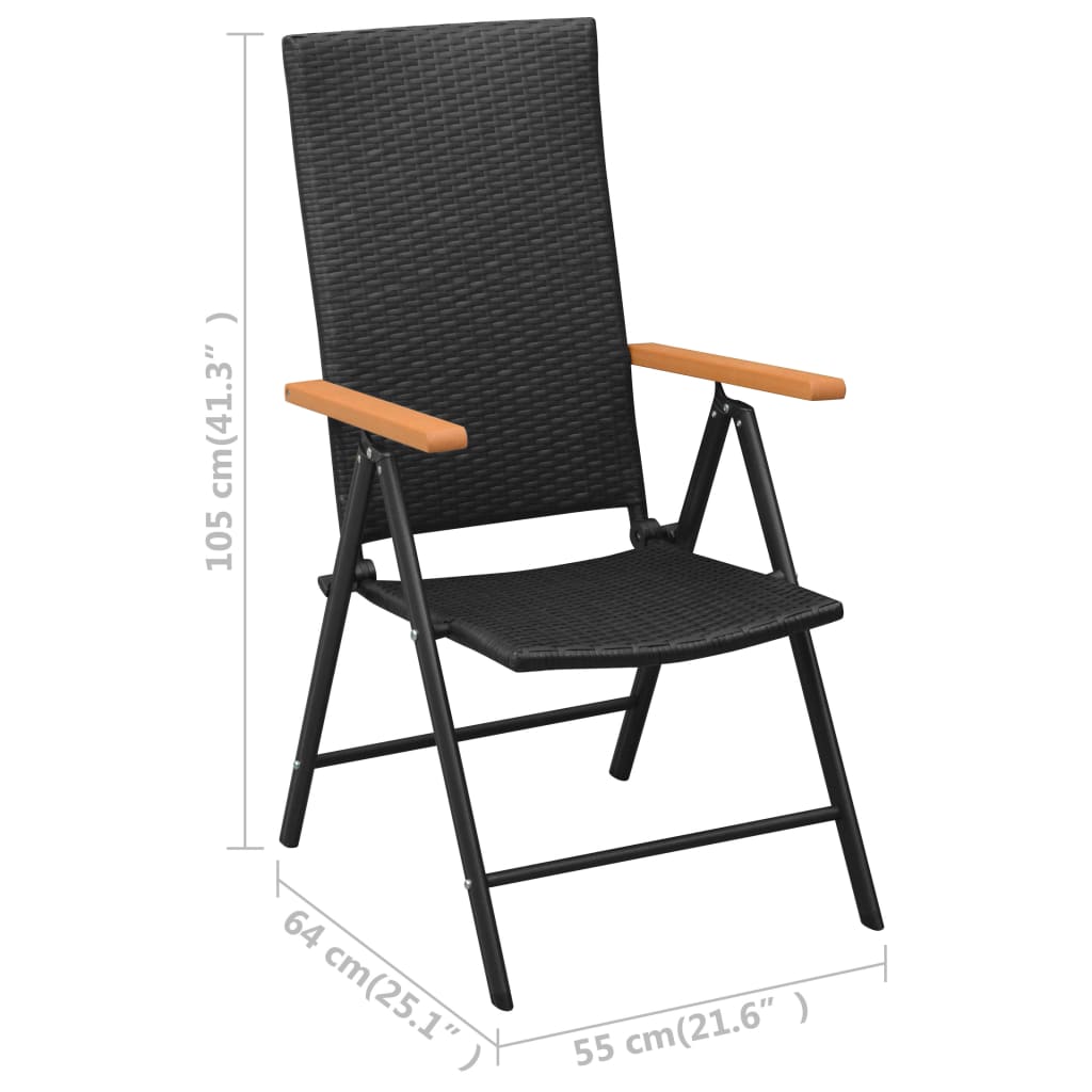 Ensemble à manger de jardin 3 pcs noir et marron