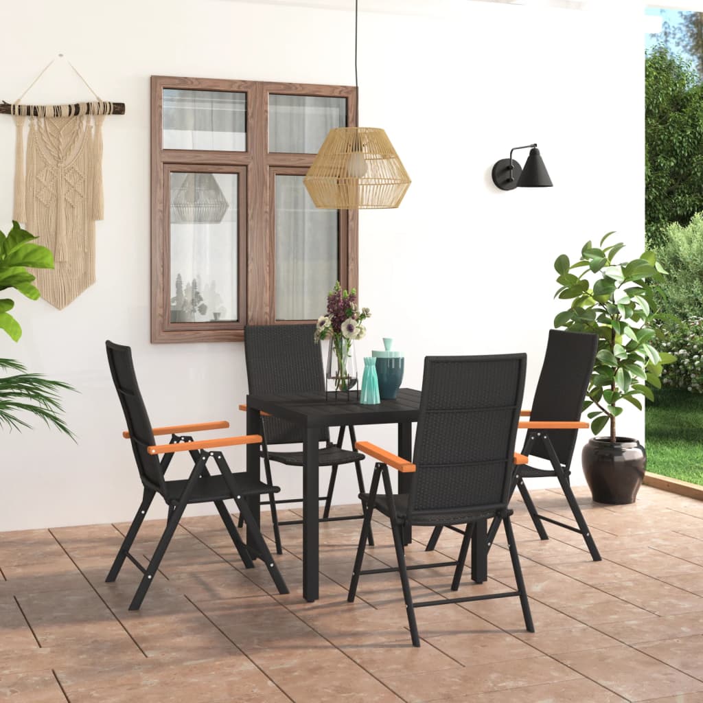 Ensemble à manger de jardin 5 pcs noir et marron - XIOS