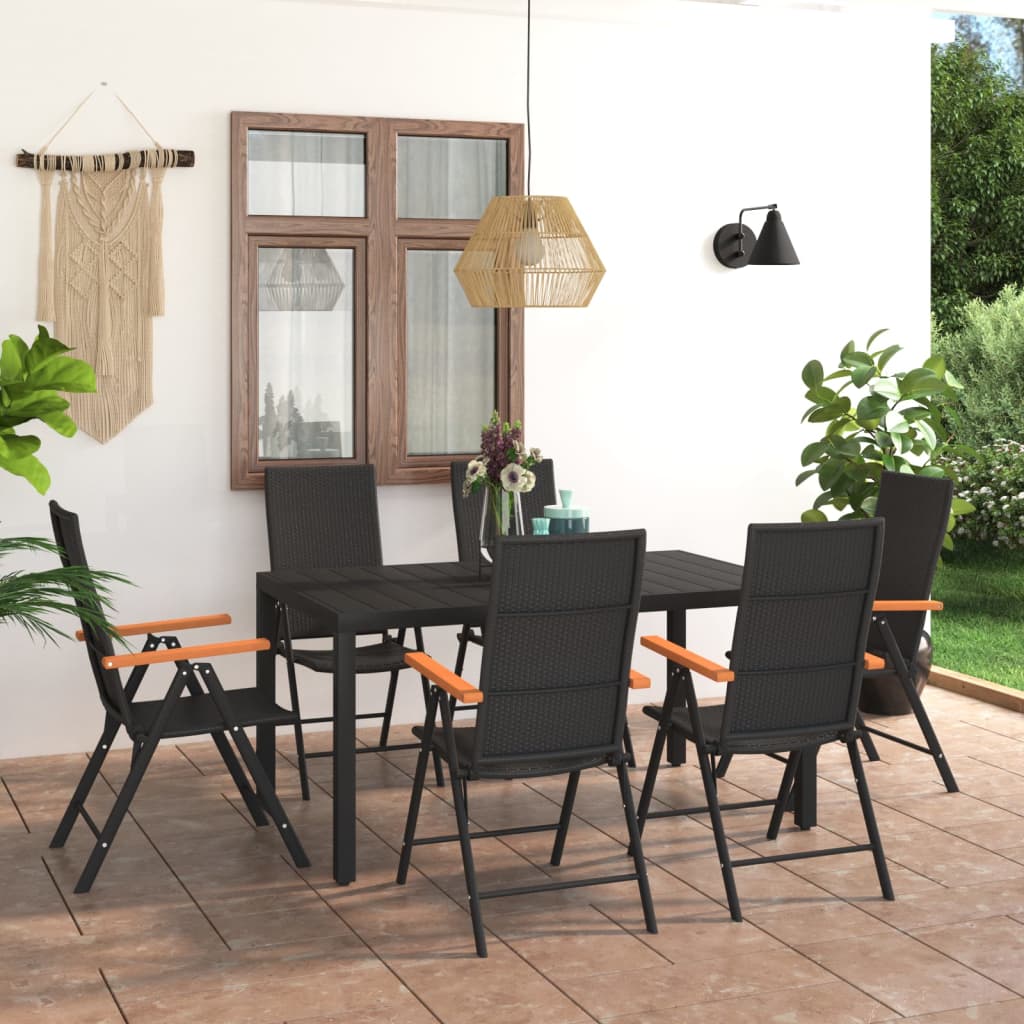 Ensemble à manger de jardin 7 pcs noir et marron - XIOS
