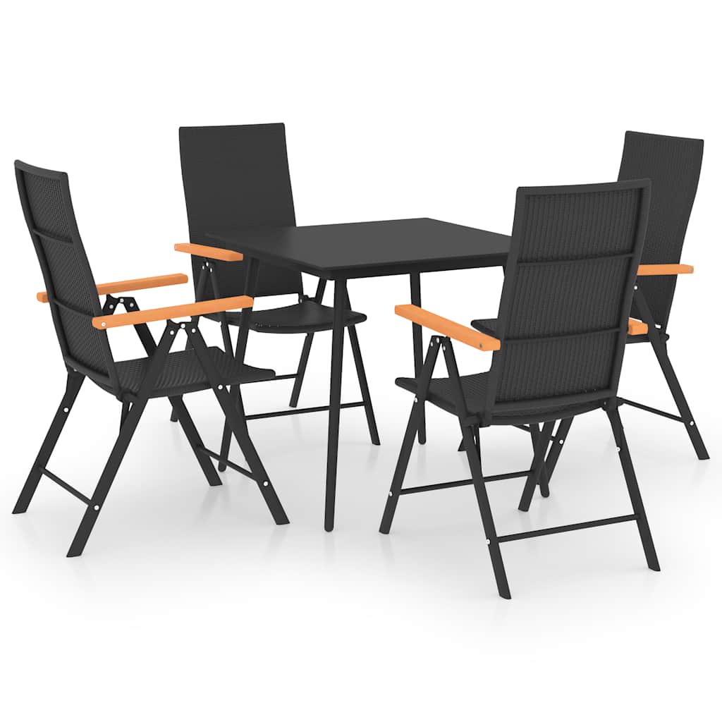 Ensemble à manger de jardin 5 pcs noir et marron - XIOS