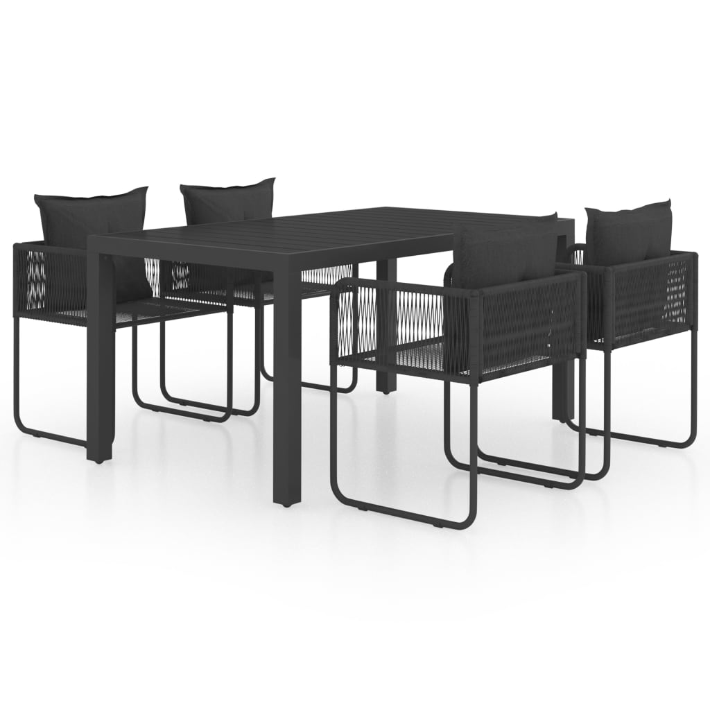 Ensemble à manger de jardin 5 pcs PVC résine tressée noir
