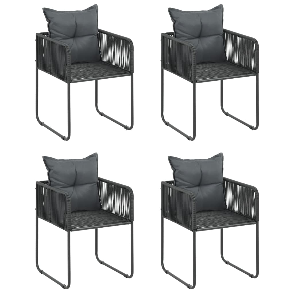 Ensemble à manger de jardin 5 pcs PVC résine tressée noir