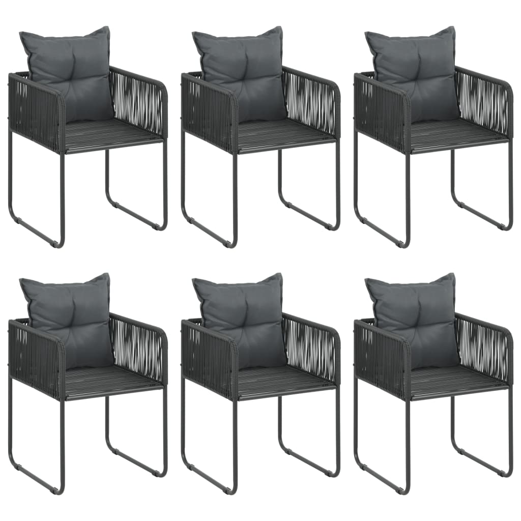 Ensemble à manger de jardin 7 pcs PVC résine tressée noir