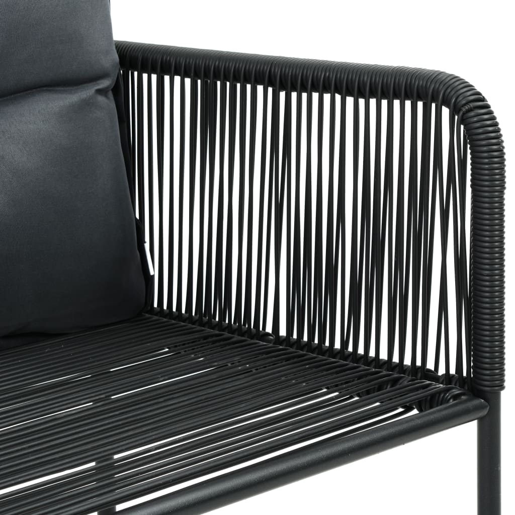 Ensemble à manger de jardin 7 pcs PVC résine tressée noir