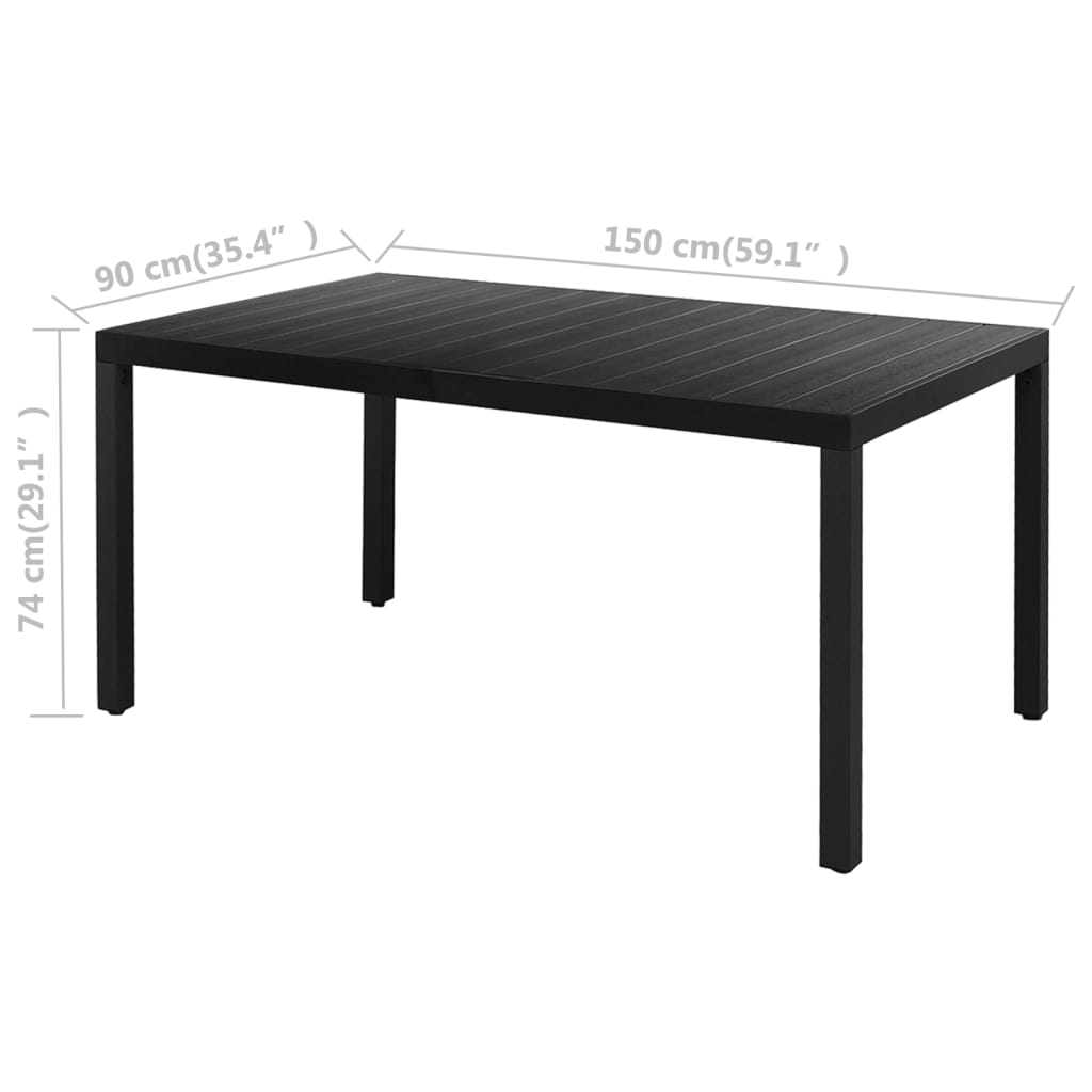 Ensemble à manger de jardin 7 pcs PVC résine tressée noir