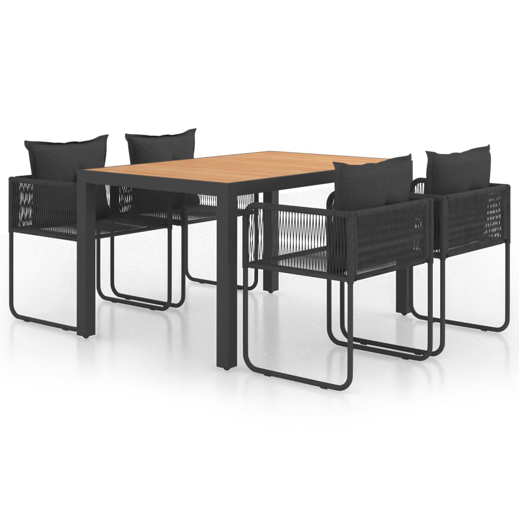 Ensemble à manger de jardin 5pcs PVC résine tressée noir marron