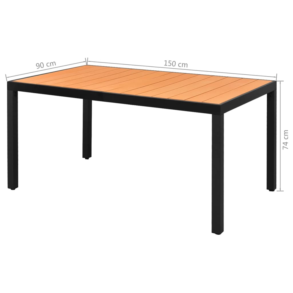 Ensemble à manger de jardin 5pcs PVC résine tressée noir marron