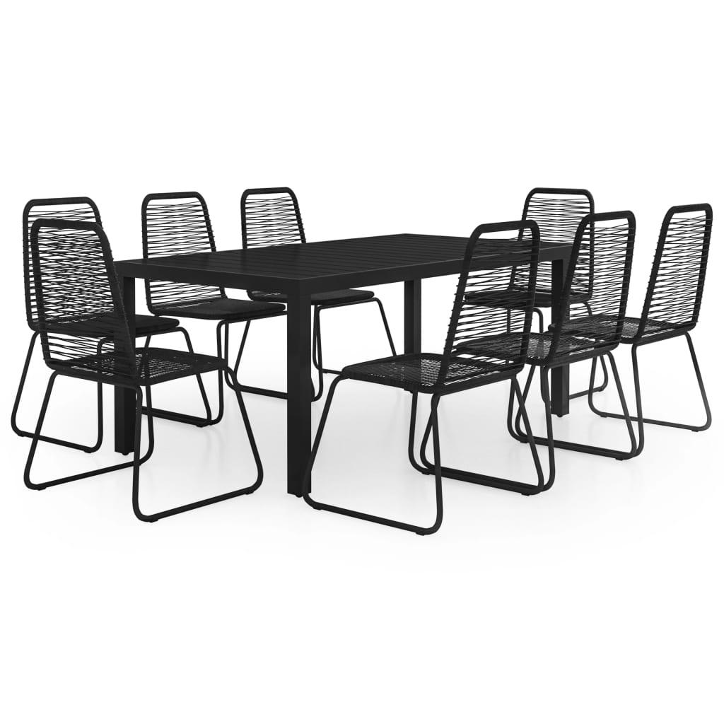 Ensemble à manger de jardin 9 pcs PVC résine tressée noir