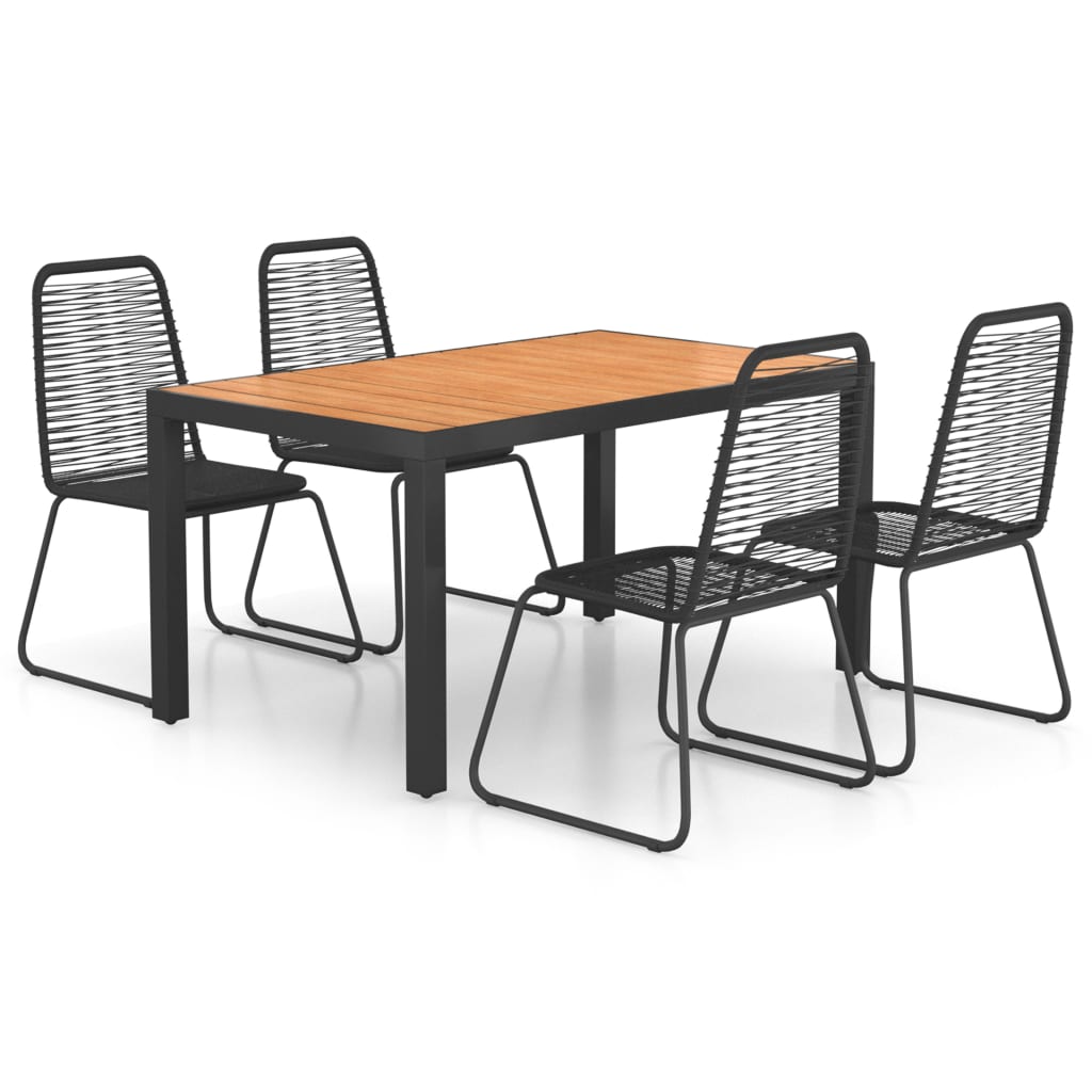 Ensemble à manger de jardin 5pcs PVC résine tressée noir marron