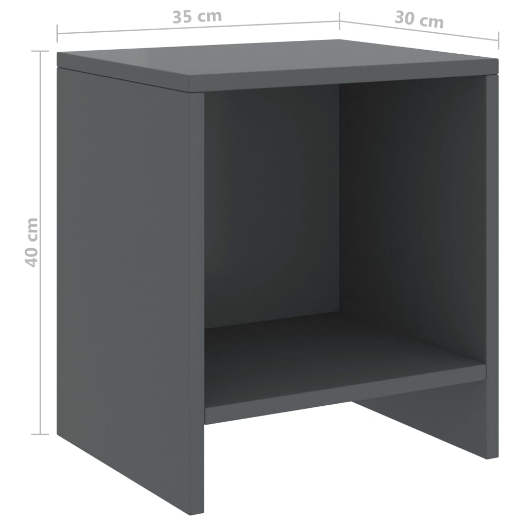 Tables de chevet 2 pcs Gris foncé 35x30x40cm Bois de pin massif - XIOS