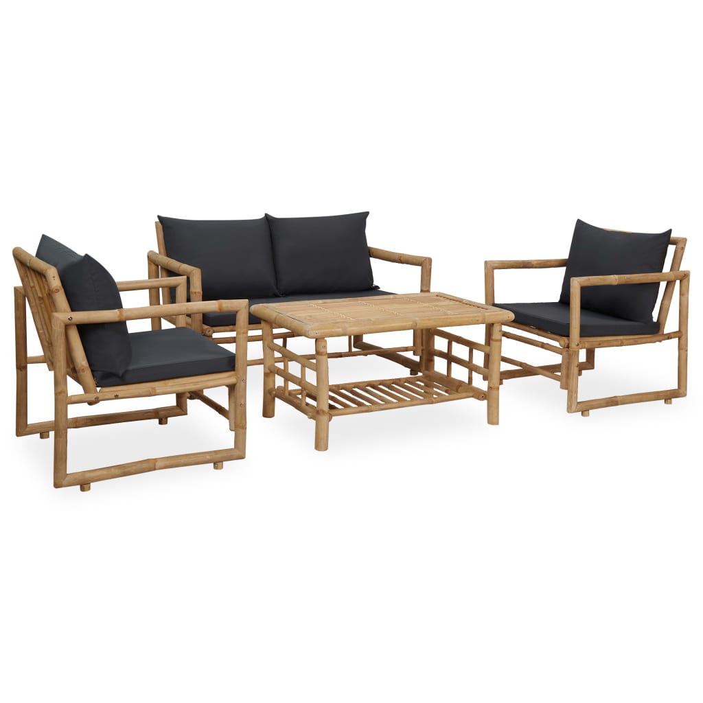 Salon de jardin 4 pcs avec coussins Bambou Salons de jardin vidaXL