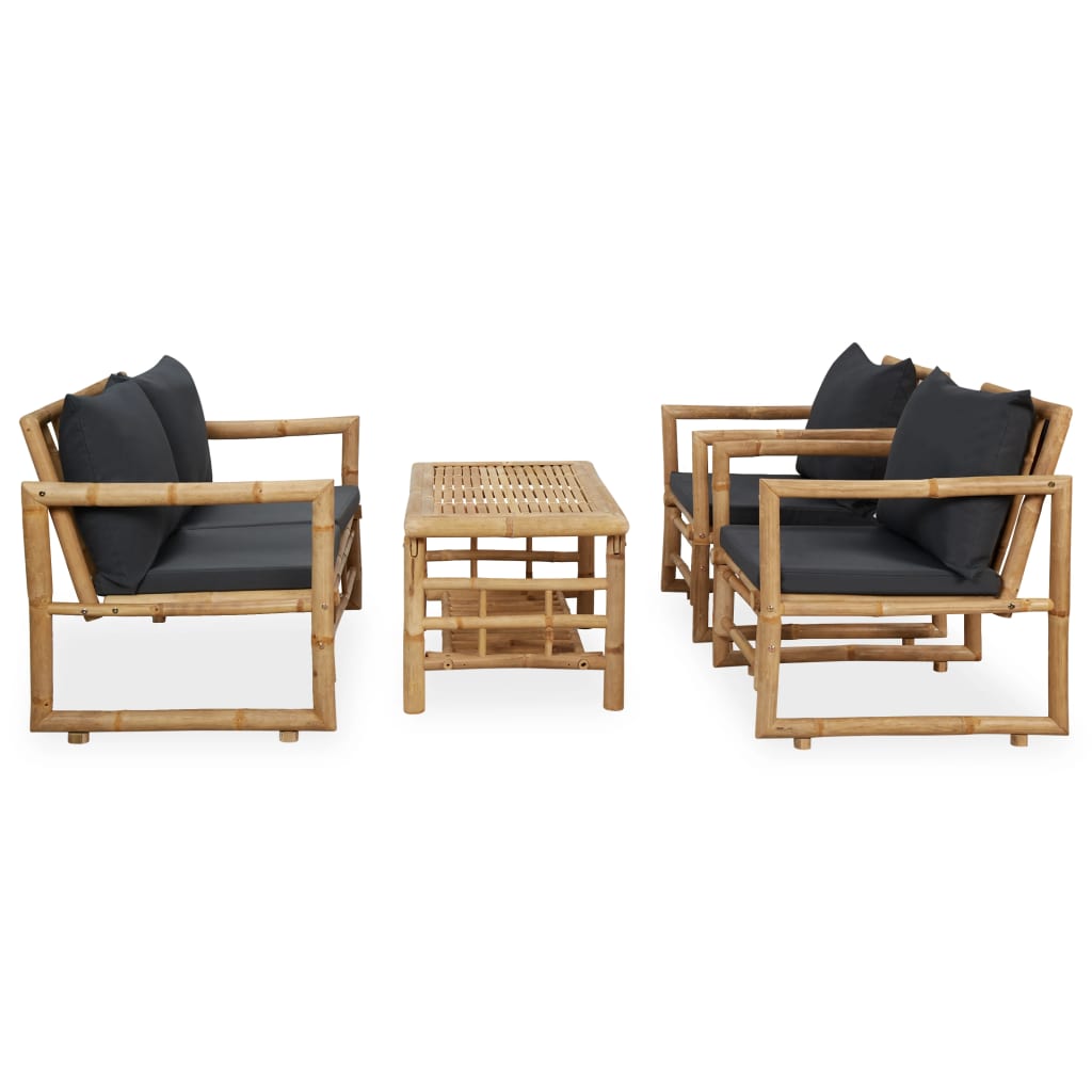 Salon de jardin 4 pcs avec coussins Bambou Salons de jardin vidaXL