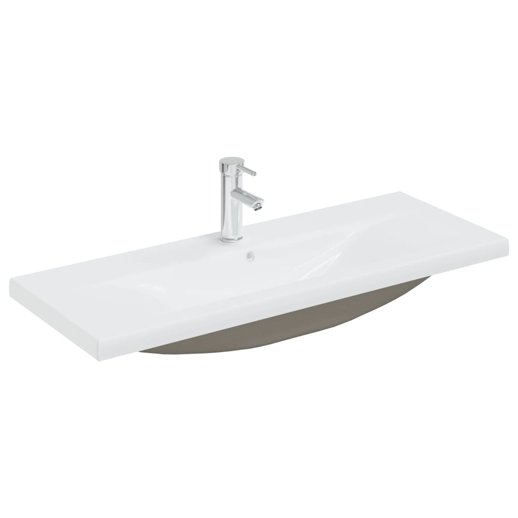 Lavabo encastré avec robinet 101x39x18 cm Céramique Blanc Lavabos vidaXL
