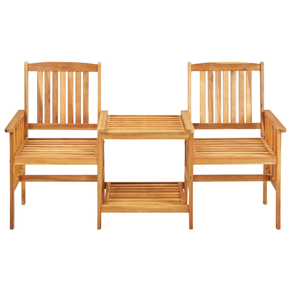Chaises de jardin avec table à thé et coussins Acacia solide