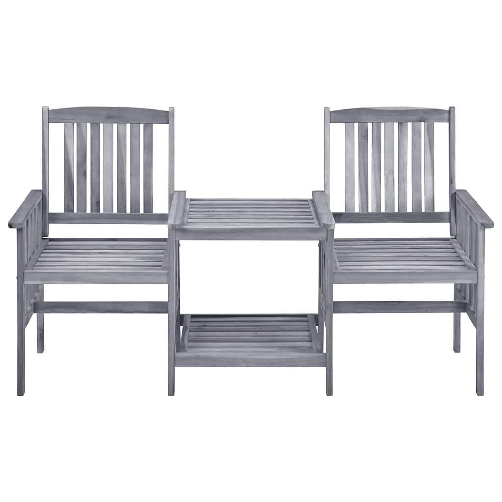 Chaises de jardin avec table à thé et coussins Acacia solide