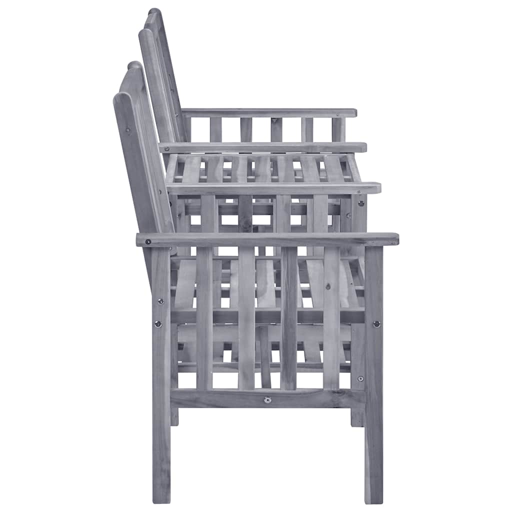 Chaises de jardin avec table à thé et coussins Acacia solide