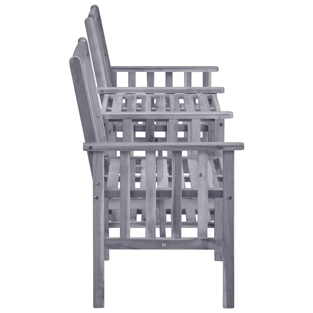 Chaises de jardin avec table à thé et coussins Acacia solide