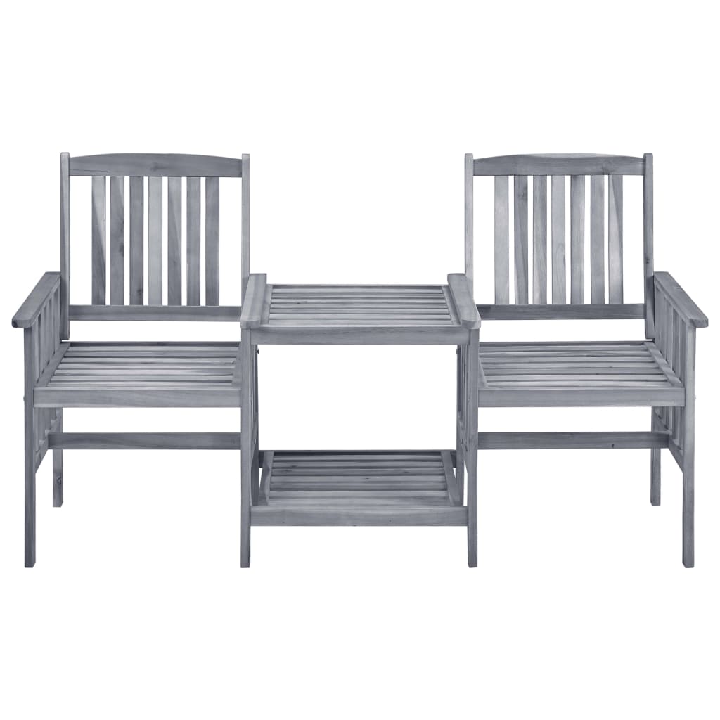Chaises de jardin avec table à thé et coussins Acacia solide