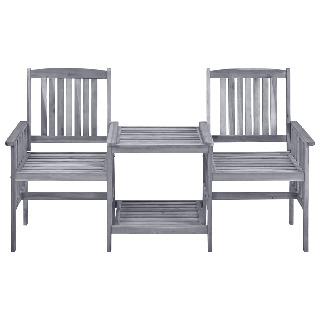 Chaises de jardin avec table à thé et coussins Acacia solide
