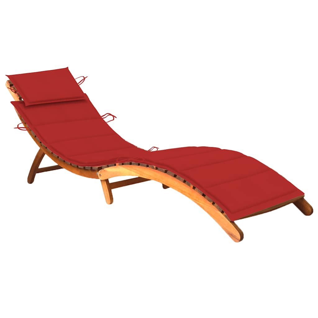 Chaise longue de jardin avec coussin Bois d'acacia solide Bains de soleil vidaXL