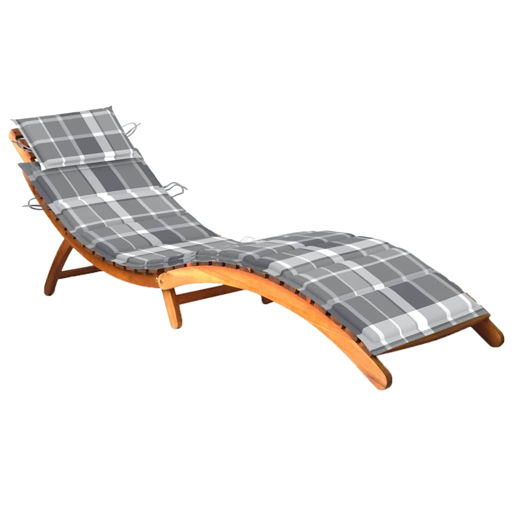 Chaise longue de jardin avec coussin Bois d'acacia solide Bains de soleil vidaXL