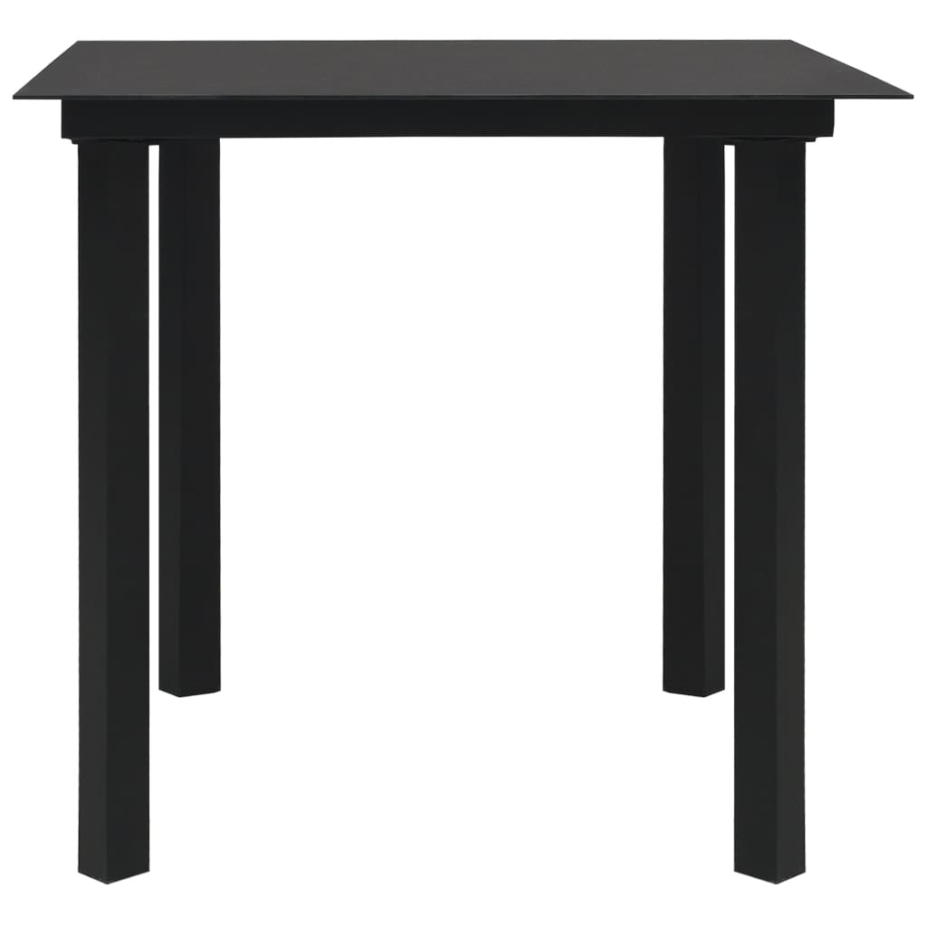 Ensemble à manger de jardin 5 pcs noir verre et acier