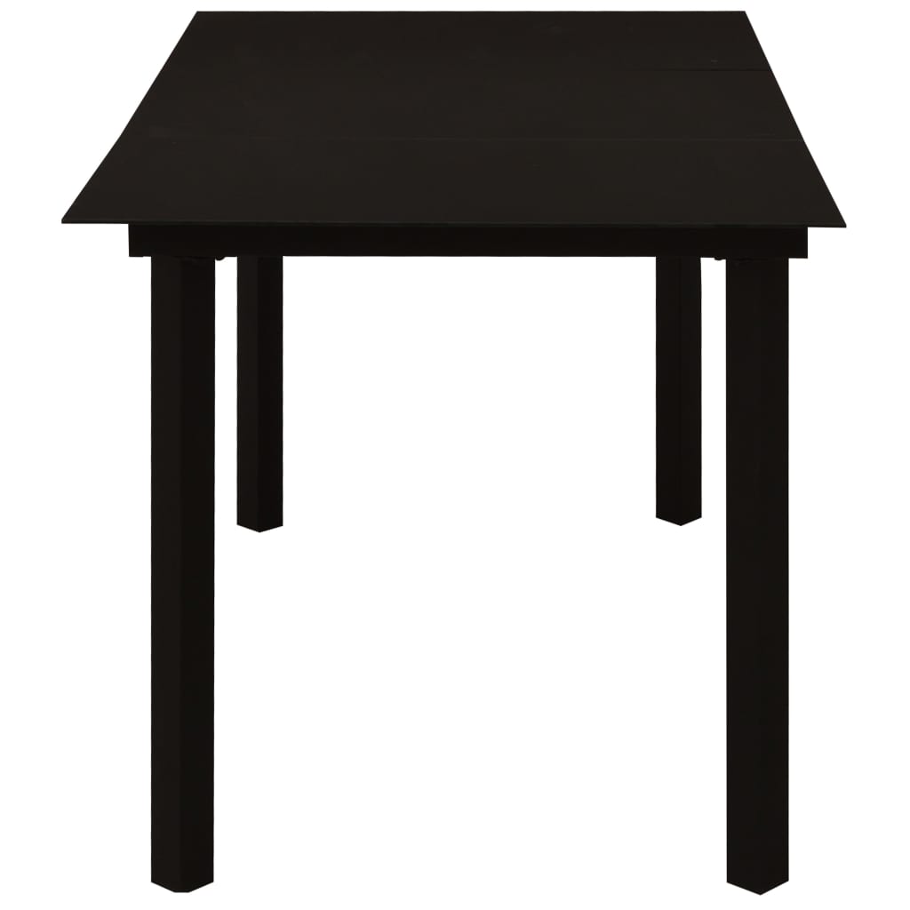 Ensemble à manger de jardin 7 pcs noir verre et acier